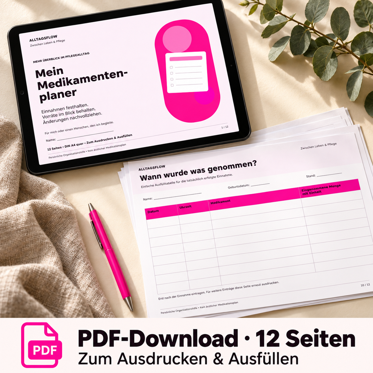 Medikamentenplaner – Einnahmen, Vorräte & Änderungen im Blick | PDF