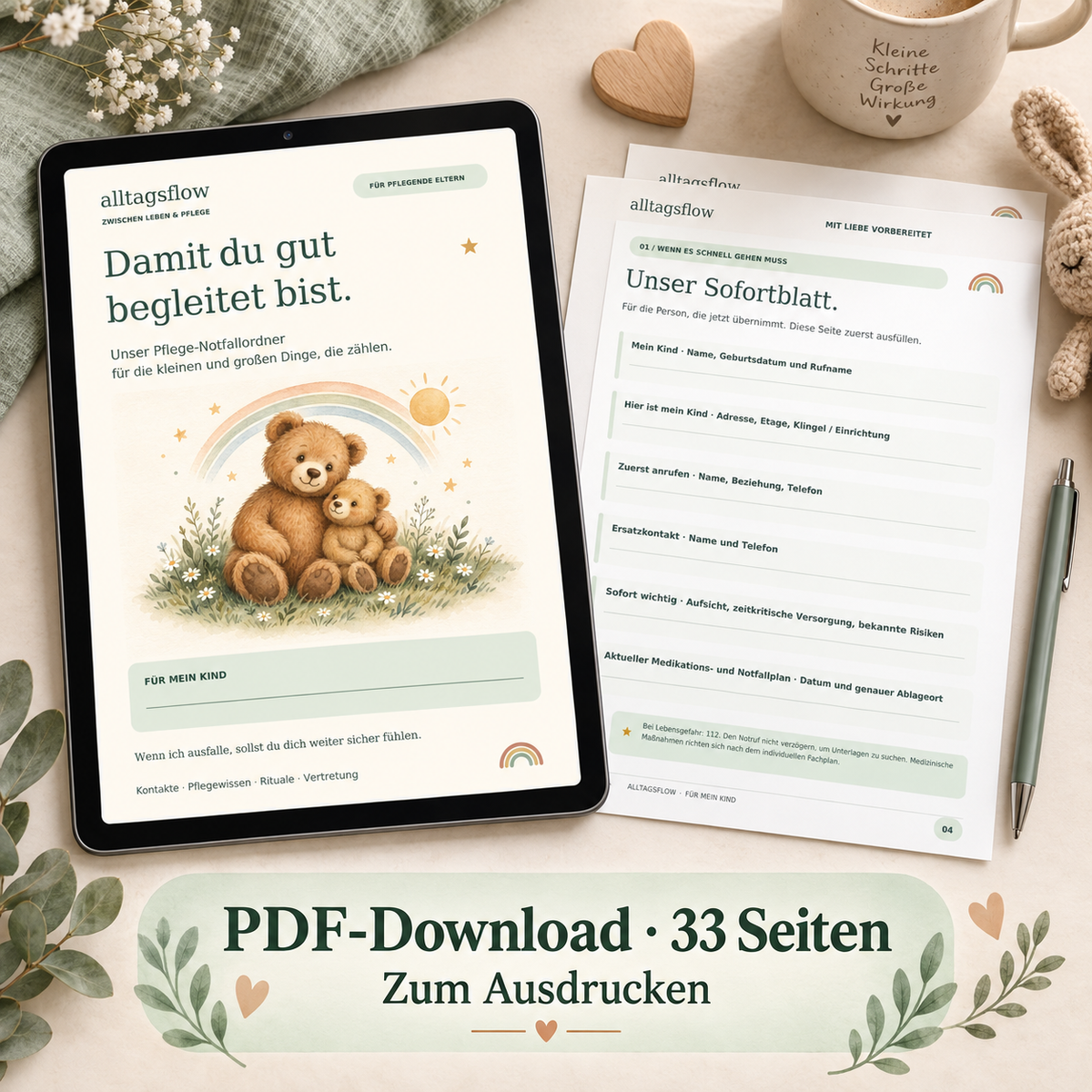 Pflege-Notfallordner für Kinder – damit andere wissen, was dein Kind braucht | PDF